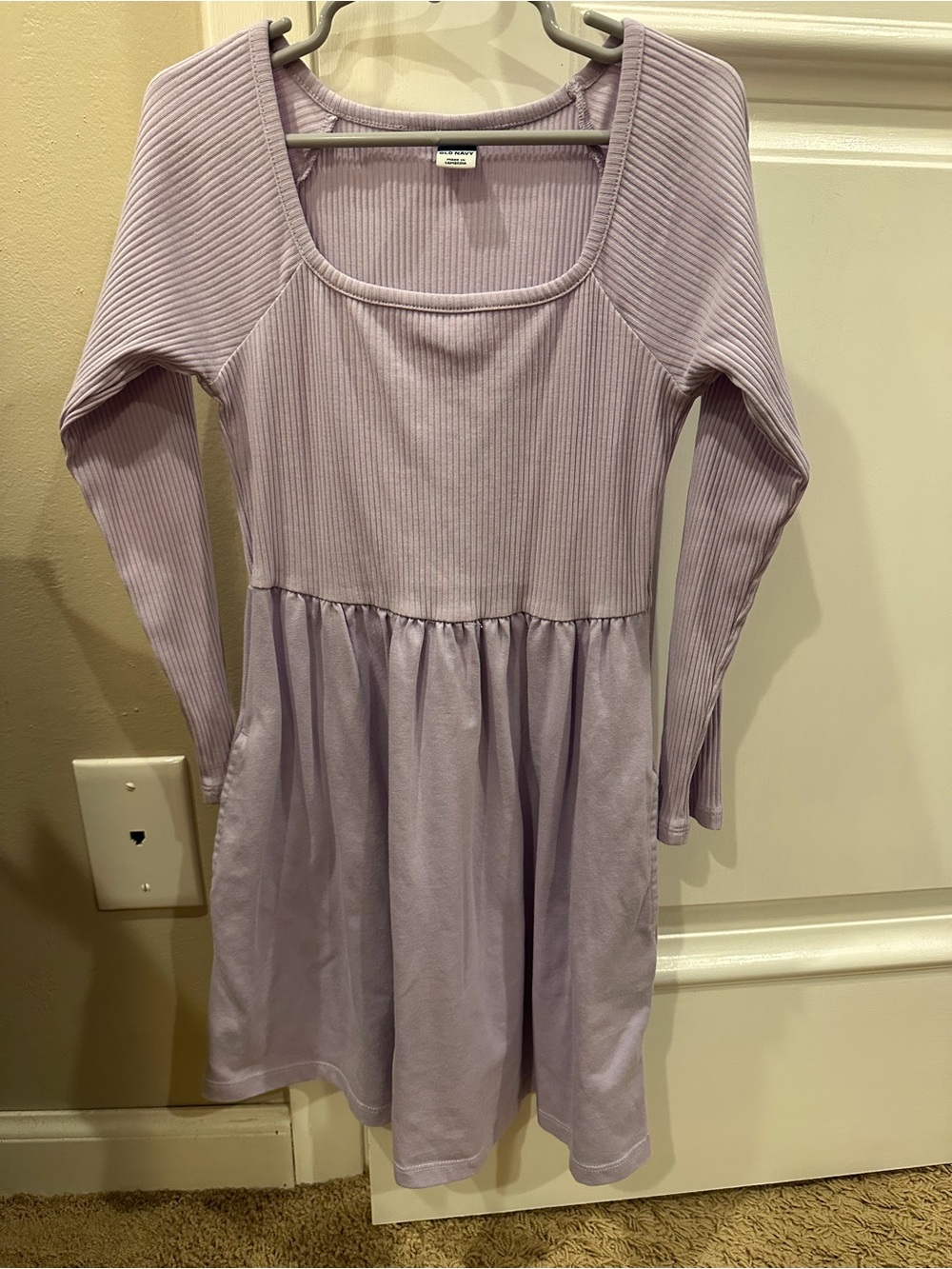 Old Navy Lavender Ribbed Long-Sleeve Girls Dress
